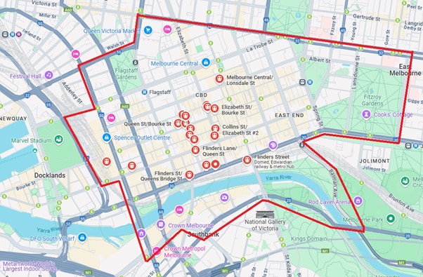 Public notice - Melbourne CBD map - OMNI 16 August 2025