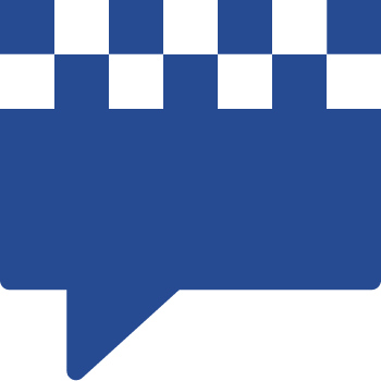 Icon of the Crime Stoppers logo, checkered squares in the shape of a speech box.