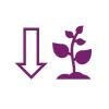 Icon of an arrow pointing down, and a growing plant. 